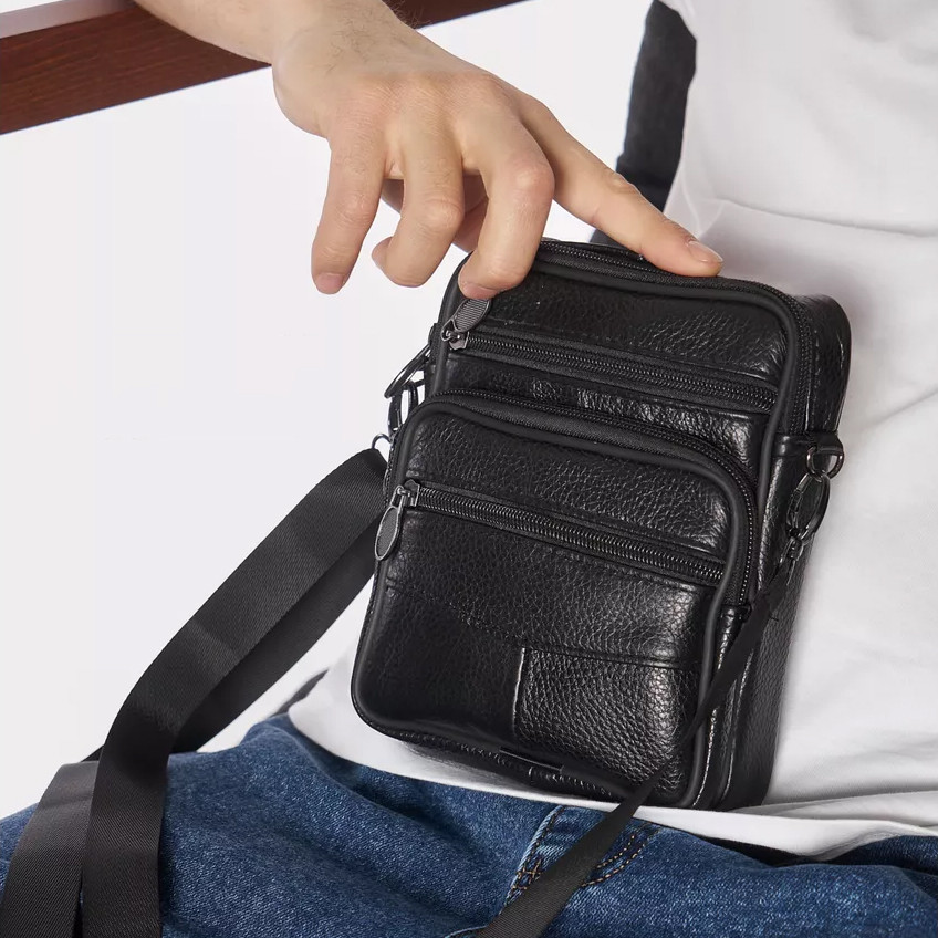 Сумка для документов для работы, Сумки-мессенджеры почтальонки, Мужска черная сумка MX-75 Львов - изображение 10