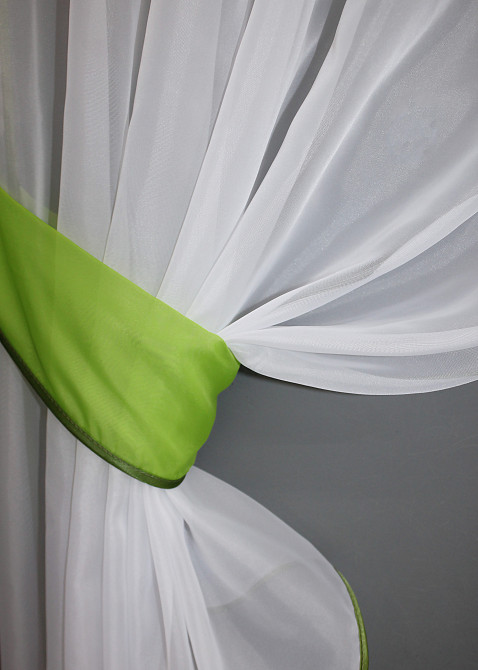 Кухонный комплект VR-Textil № 00к шторки с ламбрекеном белый с салатовым 200х170 см (59-957) Киев - изображение 3