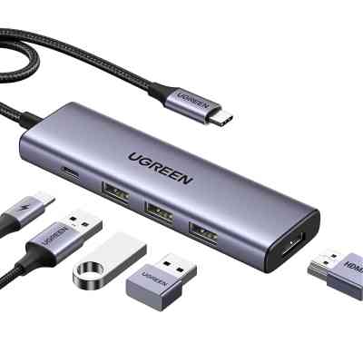 Концентратор Ugreen USB-C to HDMI + 3xUSB 3.0 + PD CM511 gray (15596) Вінниця