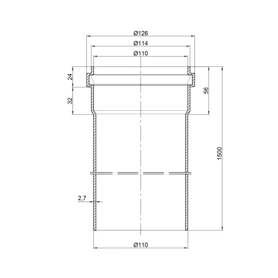 Труба PPR каналізаційна TA Sewage 110х2,7, 1,5 м Київ