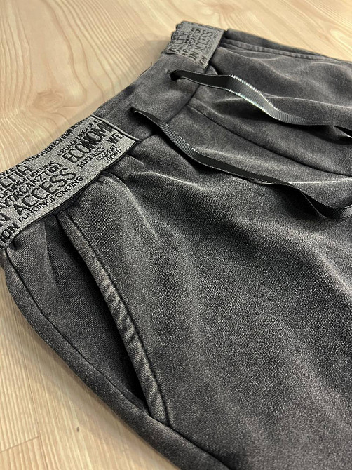 Брюки жіночі Yimeite 516 мом банани варені тай дай трикотажні талія на резинці чорні, чорний, 33 Київ - фото 12