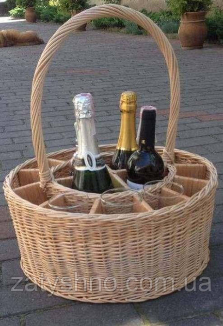 Кошик на подарунки кошик під пляшки |плетений кошик з ярусів та подарунковий Київ - фото 1