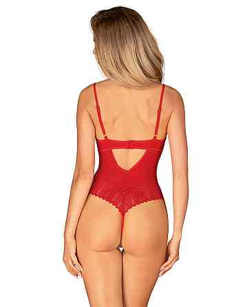 Боді з доступом Obsessive Ingridia crotchless teddy XL/2XL, червоне, відкриті груди Sex Aura Київ