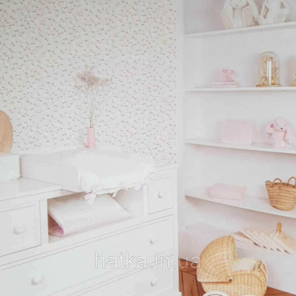 Шпалери флізелінові дитячі еко Lutece Tartine et Chocolat маленькі гілочки білі квіточки на рожевому Київ - фото 1