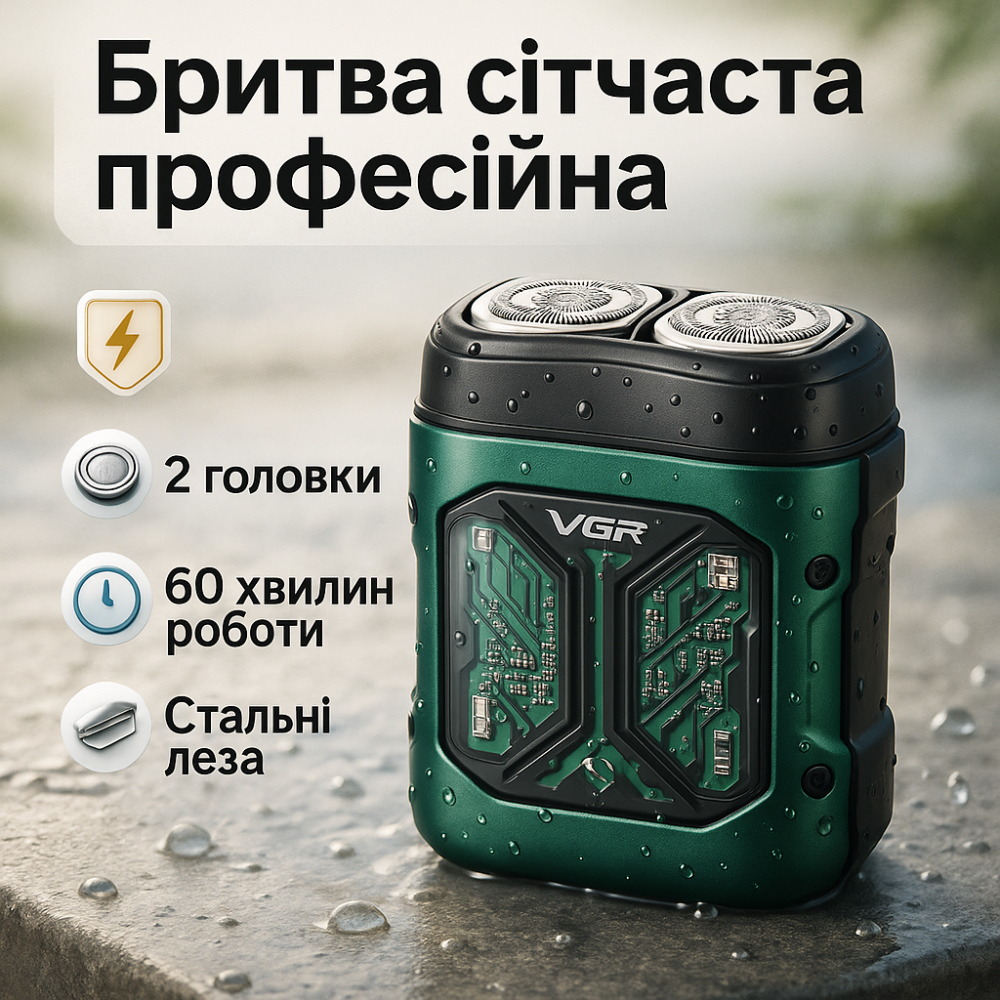 Мужская влагостойкая электробритва VGR V-344, Електробритва для бороды, Электробритва для сухого бритья RE-58 Львов - изображение 19