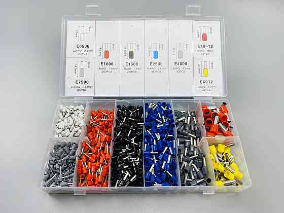 Набір наконечників для автопроводу 1200шт (8 видів)+ обтискні щипці 6 граней, набір обтискних інструментів Мукачево