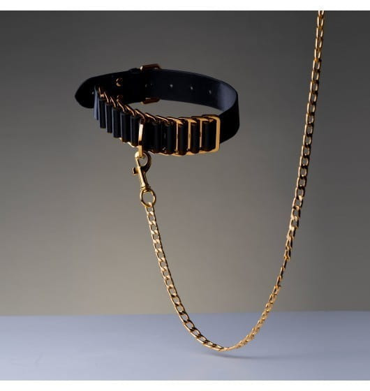 Чокер-ошейник UPKO Indulge In The Restraints с золотой фурнитурой, кожа, черный Sex Aura Киев - изображение 5