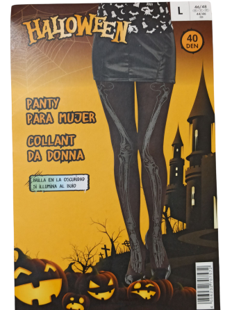Жіночі колготи Скелетик на Хелловін принт світиться в темряві 40 den розмір L 46-48 чорний Київ