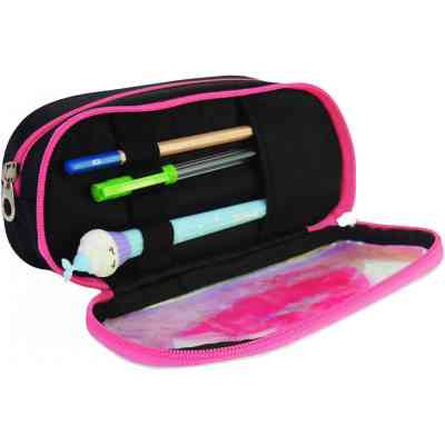 Пенал Cool For School 2 відділення неоновий з помпоном Рожевий (CF6618-pink) Вінниця