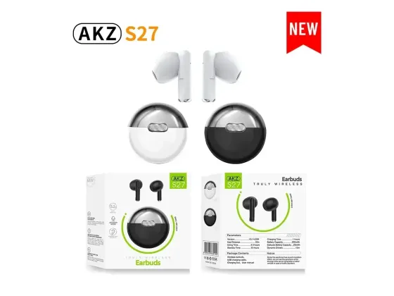 Гарнітура Double з кейсом Bluetooth TWS AKZ-S27 бездротові навушники з IPX5, Bluetooth 5.3 Київ