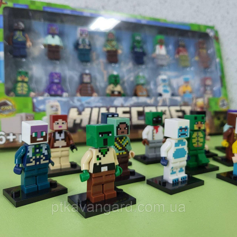 Набір фігурок Майнкрафт 16 героїв + зброя, з підставками 2913 Хмельницький - фото 4