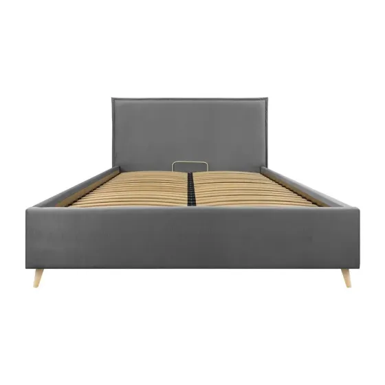 Ліжко Двоспальне Andrea VIP Wood На ніжках 180 x 200 см Simple З додатковою металевою цільнозварною рамою Сірий Київ