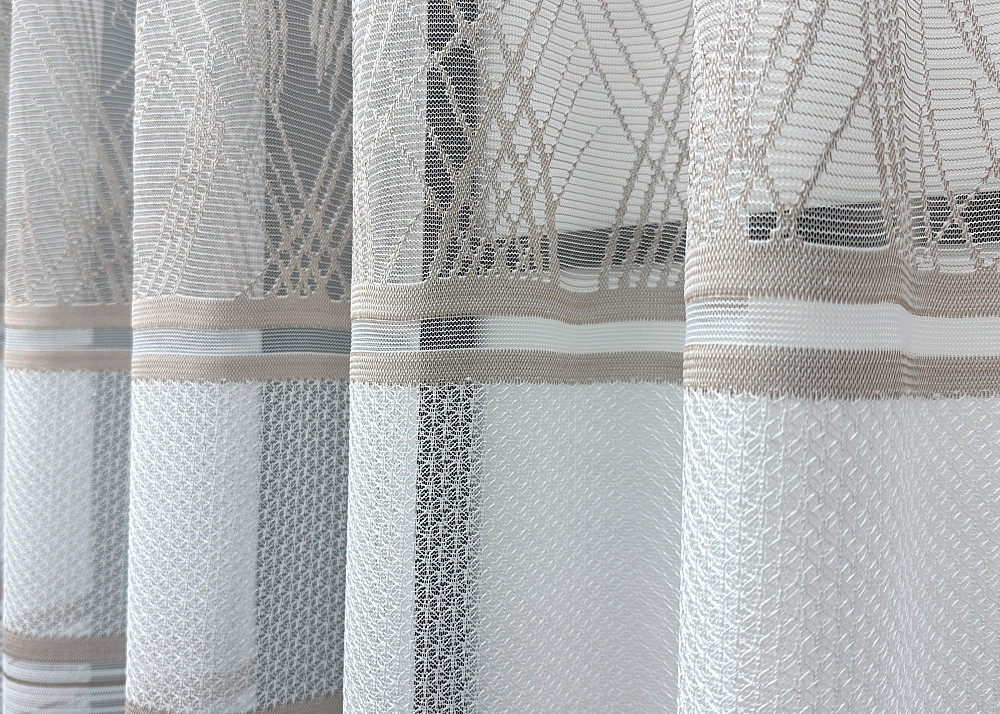 Короткий тюль VR-Textil 1954т Жаккард Белый с капучино 300х145 см (42-0902) Киев - изображение 4