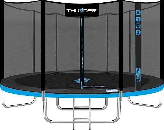 Батут THUNDER OUTSIDE PRO з зовнішньою сіткою 14 футів 427 см чорно-блакитний Київ