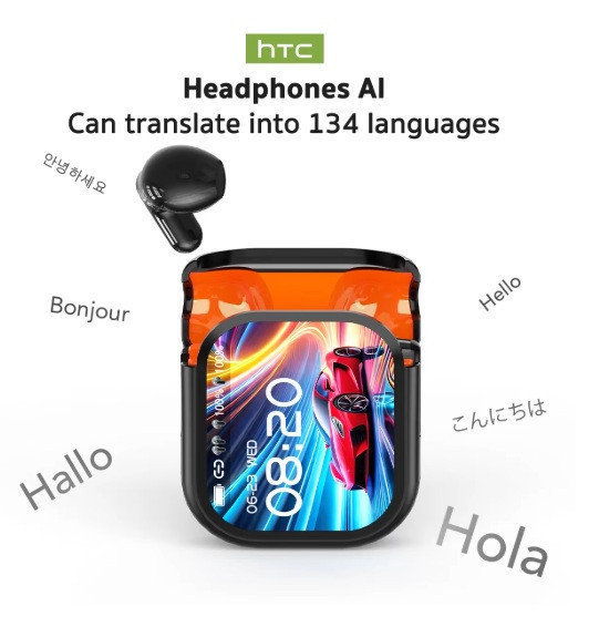 Бездротові навушники HTC NE20 AI Bluetooth сенсорне керування – зарядний кейс, чорні Запоріжжя - фото 1