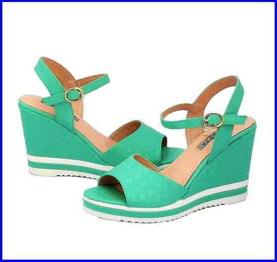 Желенські Сандалі Босоножки на Танку Платформа Бірюзові Літні Зелені (розміри: 35,38) - 12-7 Дніпро