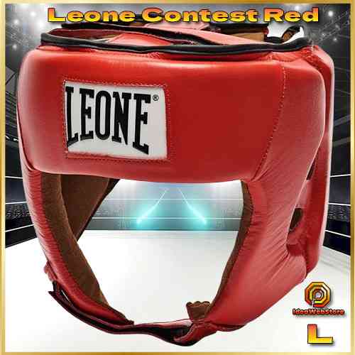 Боксерський шолом турнірний для змагань червоний натуральна шкіра Leone Contest Red розмір L Київ