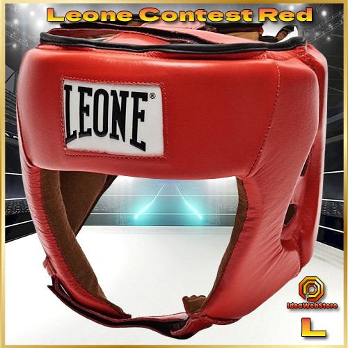 Боксерський шолом турнірний для змагань червоний натуральна шкіра Leone Contest Red розмір L Київ - фото 1