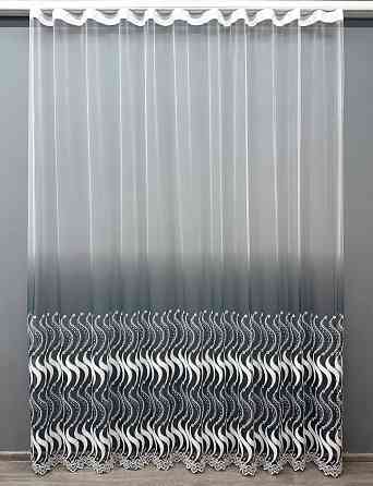 Тюль VR-Textil 1763т Фатин "Омбре" з вишивкою та люрексом Мурена з білим 300х200 см (42-0993) Київ