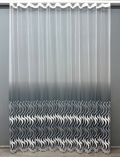 Тюль VR-Textil 1763т Фатин "Омбре" з вишивкою та люрексом Мурена з білим 300х200 см (42-0993) Київ - фото 2