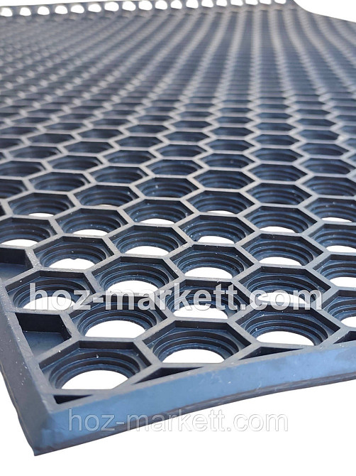 Килимок 115х80х1 см гумовий брудозахисний сота чорний Харків - фото 5