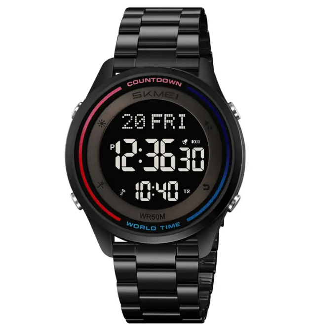 Годинник чоловічий наручний спортивний Skmei 2412 зі сталевим браслетом (Чорний) Київ - фото 1