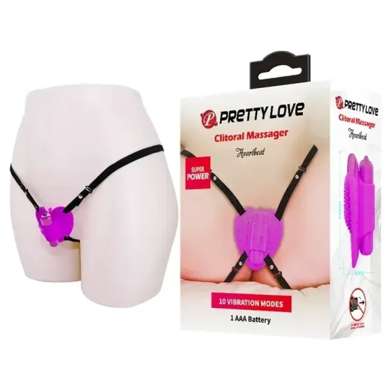 Стимулятор клітора метелик Pretty Love Heartbeat на ремінцях, фуксія, 10 режимів, 7.2 см Sex Aura Київ