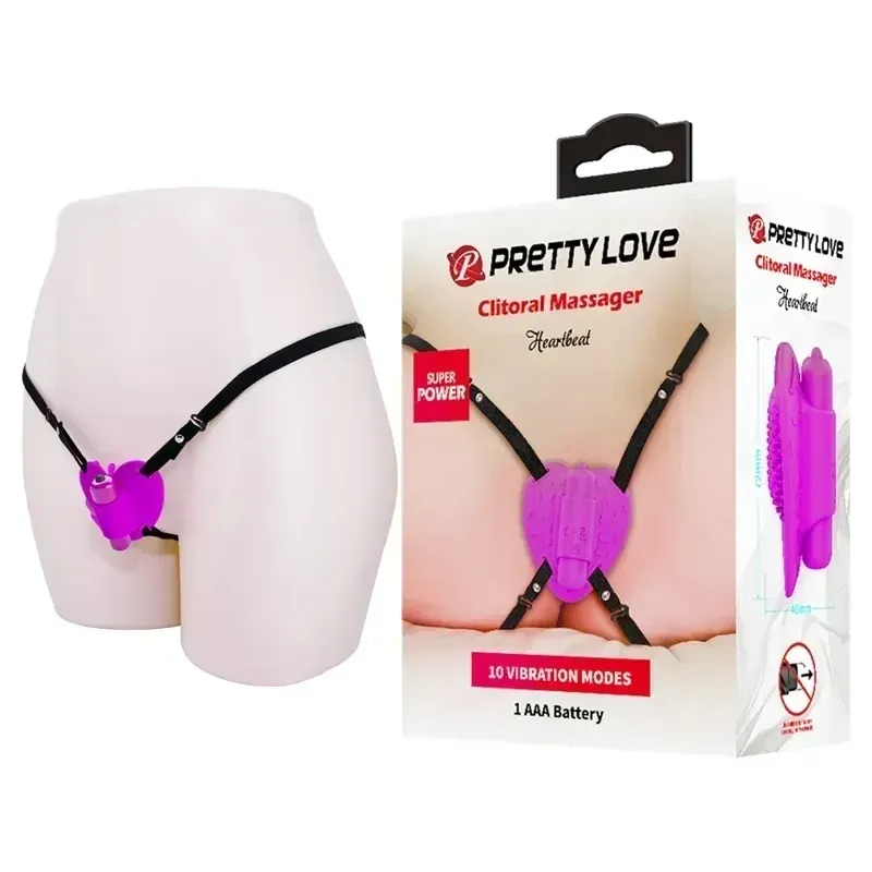 Стимулятор клітора метелик Pretty Love Heartbeat на ремінцях, фуксія, 10 режимів, 7.2 см Sex Aura Київ - фото 1