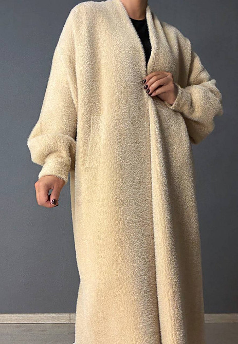 Кардиган жіночий Fancy Matinee 30740 ангора довгий з кишенями, бежевий, one size Київ - фото 8