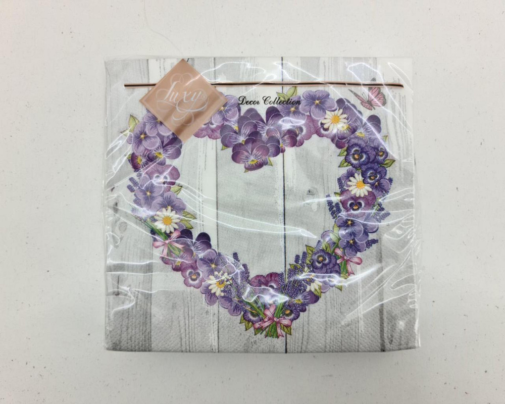 Бумажная салфетка на свадьбу (ЗЗхЗЗ, 20шт) Luxy  Цветочное сердце (2091) (1 пачка) Харьков - изображение 2