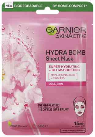 Тканевая маска Garnier Hydra Bomb с гиалуроновой кислотой и сакурой 28 г Киев