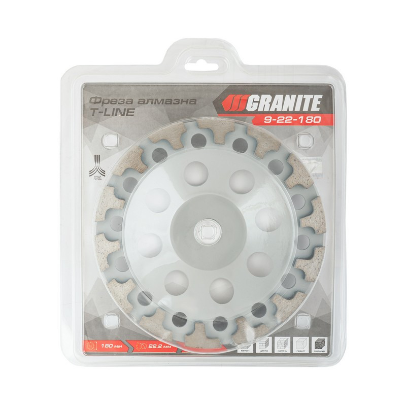 GRANITE Фреза для каменю GRANITE T-LINE алмазна торцева 180х22.2 мм 8300 об/хв 9-22-180 Коломия - фото 4