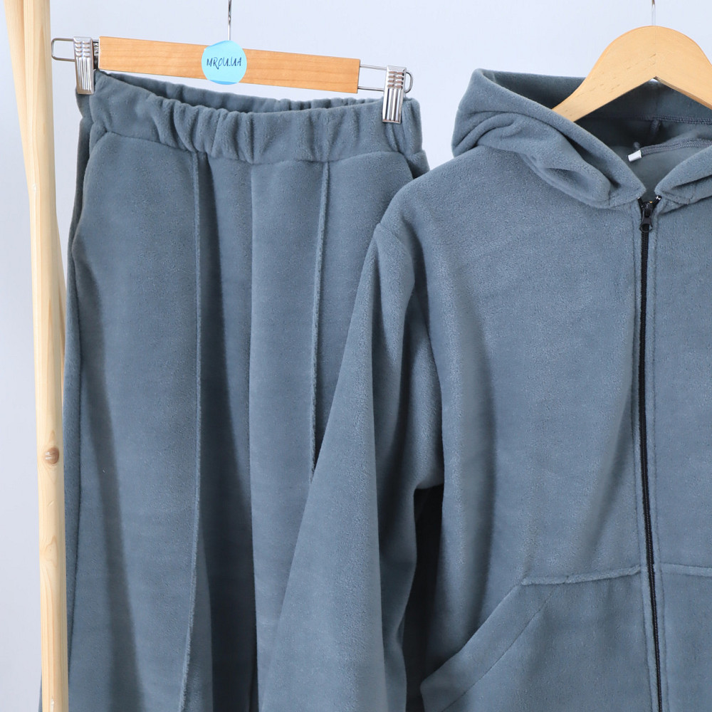 Детский теплый Флисовый термо костюм (изюпка с капюшоном + штаны палаццо)оливковый Каменец-Подольский - изображение 8