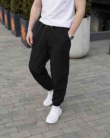 Чоловічі штани джогери з плащівки чорні Pobedov Ground Київ