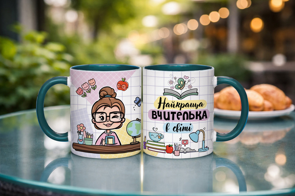 Чашка для учительницы «Лучшая учительница в мире» 330 мл | Подарок учителю Зелений Одесса - изображение 1