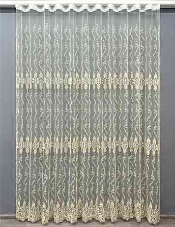Тюль VR-Textil 1852т Фатин с вышивкой Корд и люрексом Молочный с золотистым 300х270 см (40-206) Киев
