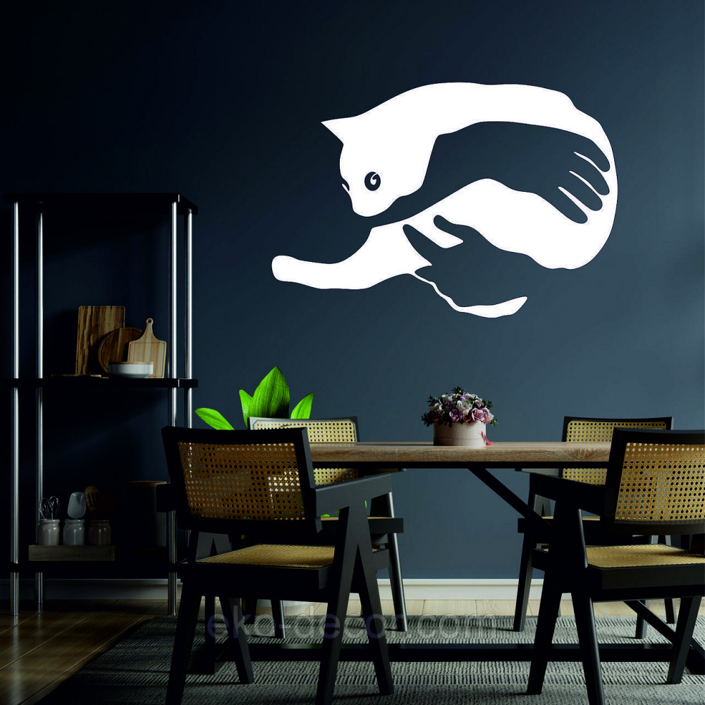 Декоративное настенное Панно  «Кот-руки» Декор на стену 90*61 см, Белый Киев - изображение 2