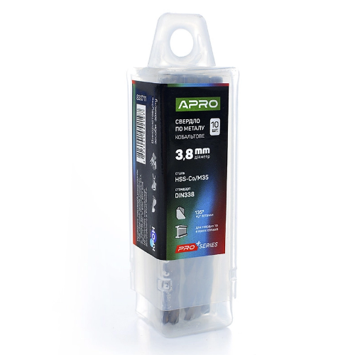 Свердло по металу d3,8мм HSS-Co/M35 кобальтове APRO Житомир - изображение 2