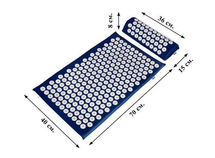 Аплікатор Кузнєцова Набір серія Eko-Max Темно-Синій (Килимок + Валик + Чохол) – Масажний комплект Івано-Франківськ - фото 1