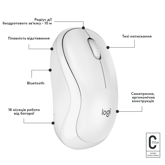 Миша Logitech M240 Silent Bluetooth Off White (6878947) Киев