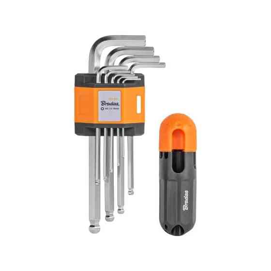 Набір шестигранних ключів HEX 1,5 - 10 мм з кулькою і ручкою типу T, 9 шт., довгі, DIY-HKGB31-LO/B Київ