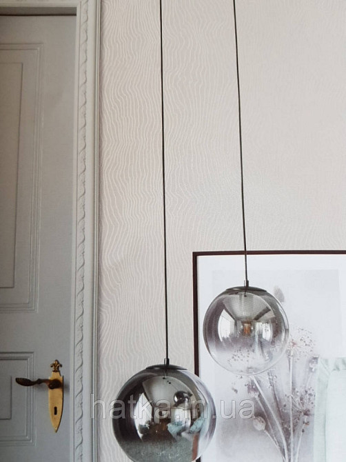 Обои виниловые на флизелине Marburg 31831 New modern полосы волнами серебряные абстракция на молочном фоне Киев - изображение 3