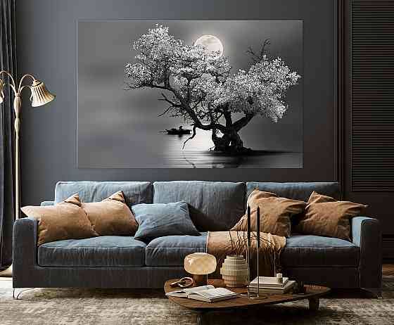 Картина холст у вітальню / спальню Дерево в місяці     MLP_23  ( 60х30см ) 80х160см Київ