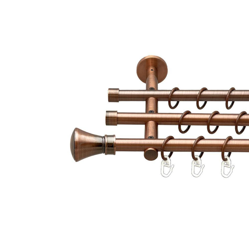 Карниз Orvit Люксор металевий трирядний циліндр (20 см) гладка труба кільце металеве Мідь 16\16\16 мм 160 см (00-00020401) Львів - фото 1