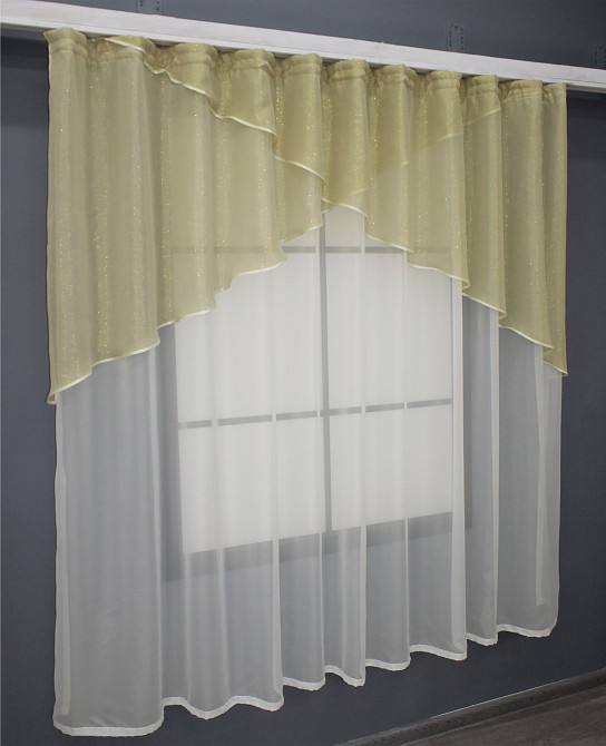 Кухонная занавеска VR-Textil № 00к молочный с золотистым 270х170 см (59-944) Киев - изображение 2