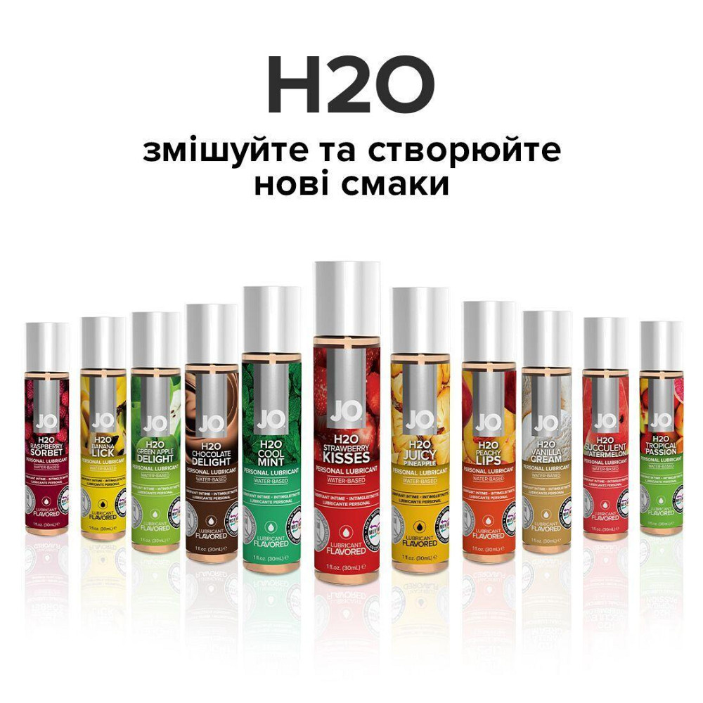 Смазка на водной основе JO H2O — Strawberry Kiss (120 мл) без сахара, растительный глицерин Sex Aura Киев - изображение 5