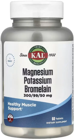 Магний калий бромелайн KAL Magnesium Potassium Bromelain 60 таб Киев