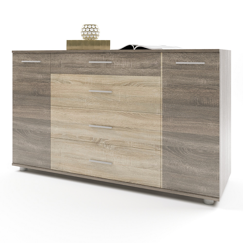 Комод для вітальні Еверест Бриз К-6 130х38х72.5 сонома + трюфель (телескопи) (DTM-2477) Дніпро - фото 1