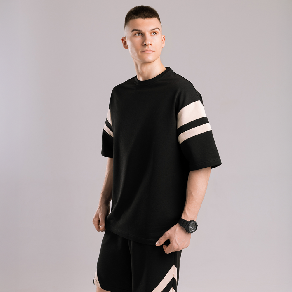 Мужской летний комплект шорты и футболка черный свободного кроя Pobedov Flow Киев - изображение 5