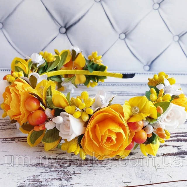 Обідок обруч з трояндочками "Жовтий Пишний" Кривий Ріг - фото 2